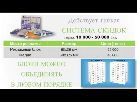 Тираж 10 000 - 50 000 экз. БЛОКИ МОЖНО ОБЪЕДИНЯТЬ В