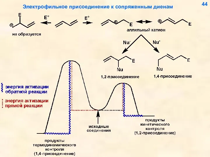 Электрофильное присоединение к сопряженным диенам 44