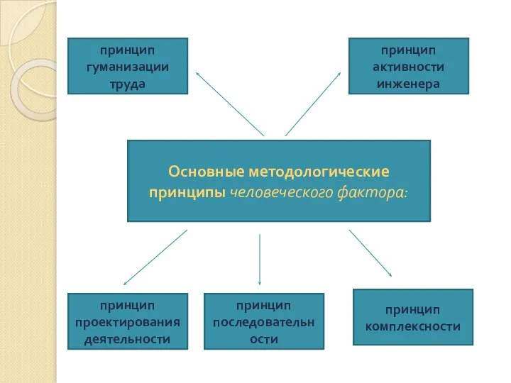 Основные методологические принципы человеческого фактора: принцип гуманизации труда принцип активности инженера