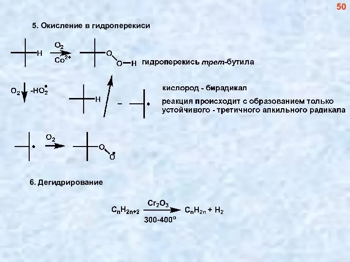 5. Окисление в гидроперекиси 50