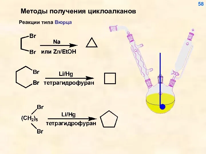 Методы получения циклоалканов 58