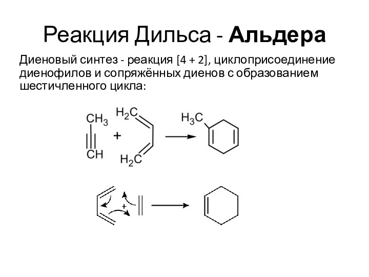 Реакция Дильса - Альдера Диеновый синтез - реакция [4 + 2],