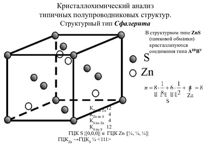 Кристаллохимический анализ типичных полупроводниковых структур. Структурный тип Сфалерита КZn по Zn12