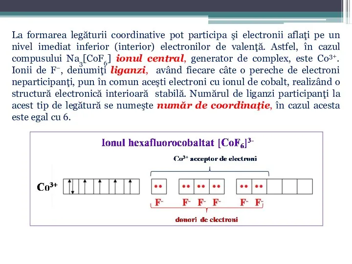 La formarea legăturii coordinative pot participa şi electronii aflaţi pe un