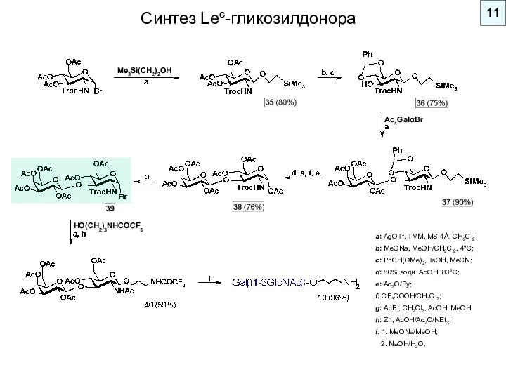 11 Me3Si(CH2)2OH Ac4GalαBr HO(CH2)3NHCOCF3 a: AgOTf, TMM, MS-4Å, CH2Cl2; b: MeONa,