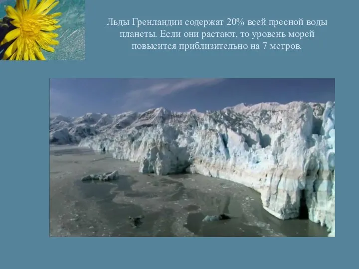 Льды Гренландии содержат 20% всей пресной воды планеты. Если они растают,