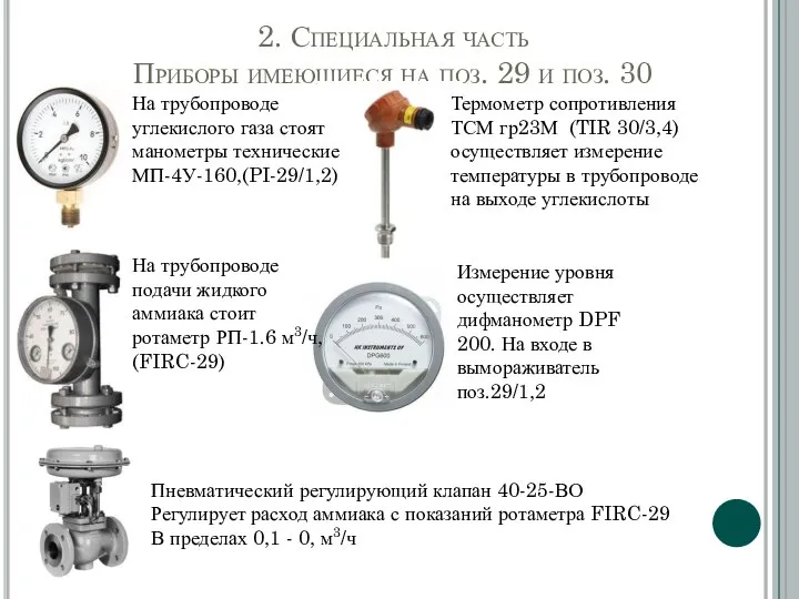 2. Специальная часть Приборы имеющиеся на поз. 29 и поз. 30