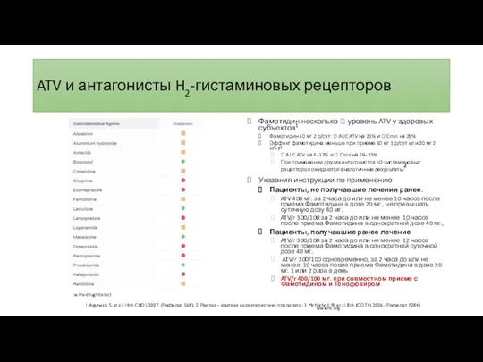 Фамотидин несколько ? уровень ATV у здоровых субъектов1 Фамотидин 40 мг