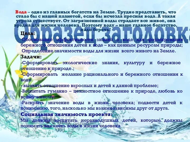 Вода – одно из главных богатств на Земле. Трудно представить, что