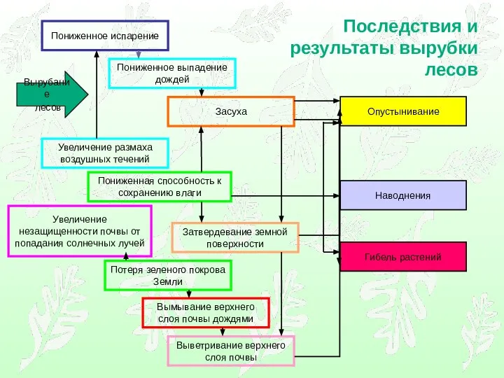 Пониженное испарение Пониженное выпадение дождей Засуха Опустынивание Увеличение размаха воздушных течений