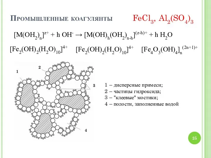 Промышленные коагулянты 1 – дисперсные примеси; 2 – частицы гидроксида; 3