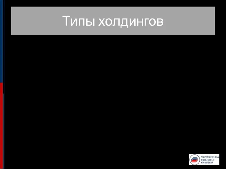 Типы холдингов Простые холдинги представляют собой одно материнское общество с одной