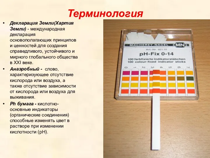 Терминология Декларация Земли(Хартия Земли) - международная декларация основополагающих принципов и ценностей