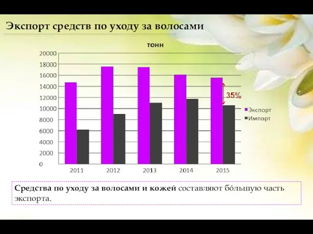 Экспорт средств по уходу за волосами Средства по уходу за волосами