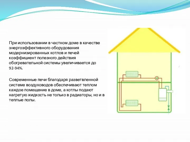 При использовании в частном доме в качестве энергоэффективного оборудования модернизированных котлов