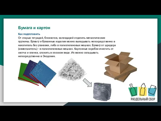 Как подготовить От старых тетрадей, блокнотов, календарей отделить металлические пружины. Бумагу