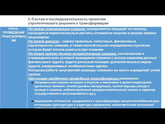 2. Состав и последовательность принятия стратегического решения о трансформации