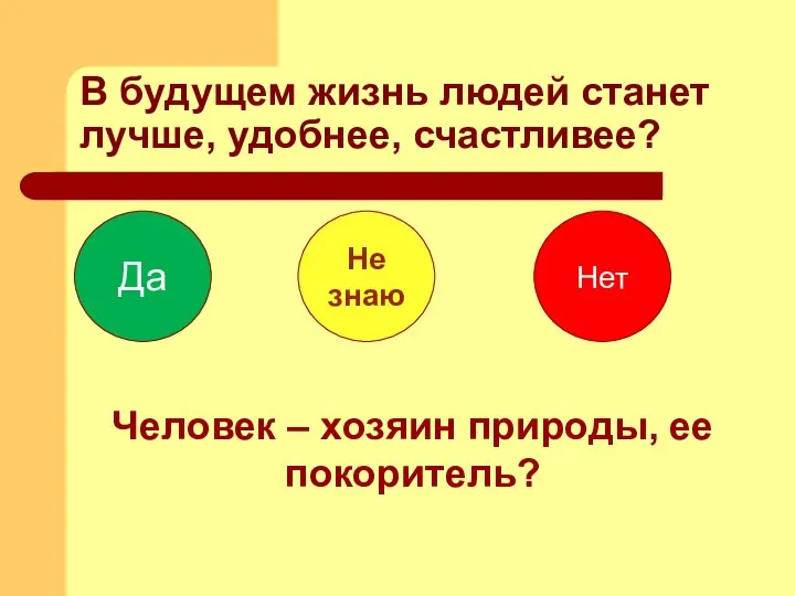 В будущем жизнь людей станет лучше, удобнее, счастливее? Да Не знаю