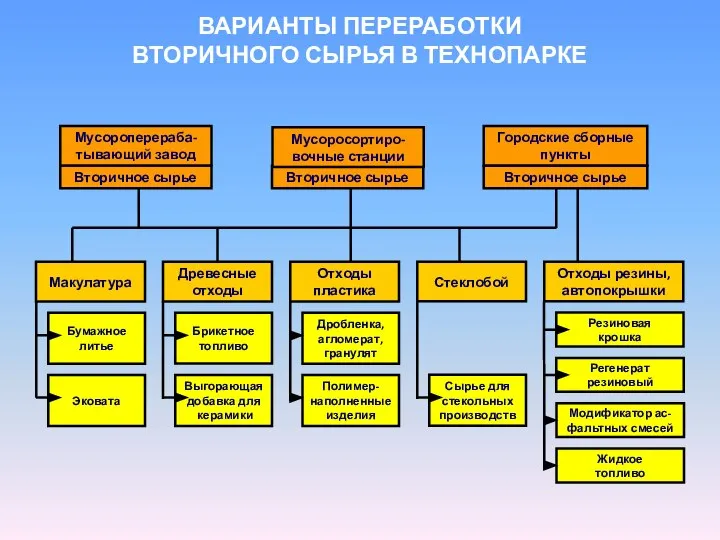 ВАРИАНТЫ ПЕРЕРАБОТКИ ВТОРИЧНОГО СЫРЬЯ В ТЕХНОПАРКЕ