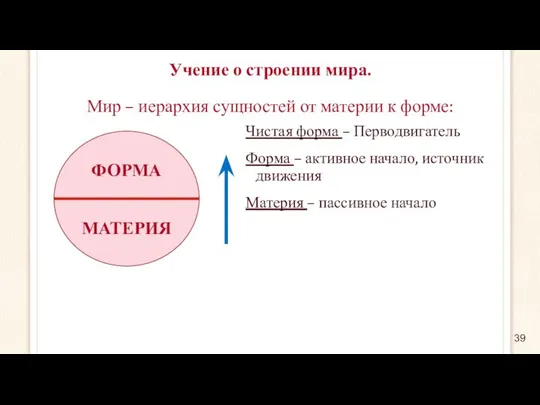 Учение о строении мира. Мир – иерархия сущностей от материи к