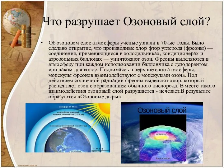 Что разрушает Озоновый слой? Об озоновом слое атмосферы ученые узнали в