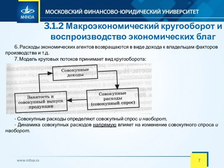 3.1.2 Макроэкономический кругооборот и воспроизводство экономических благ 6. Расходы экономических агентов