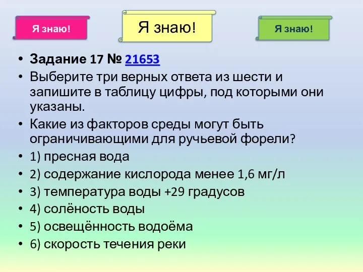 Я знаю! Я знаю! Я знаю! Задание 17 № 21653 Выберите