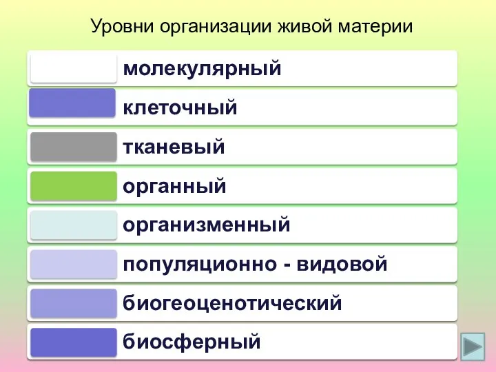 Уровни организации живой материи