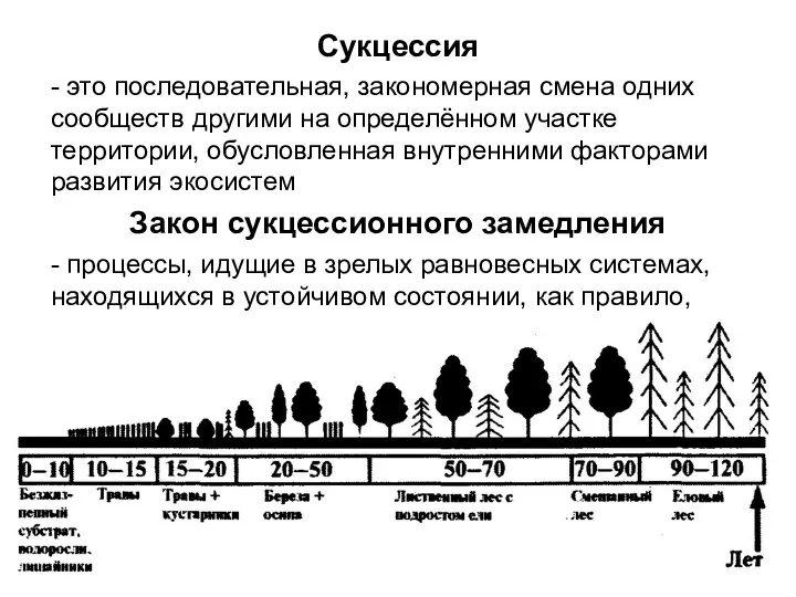 Сукцессия - это последовательная, закономерная смена одних сообществ другими на определённом