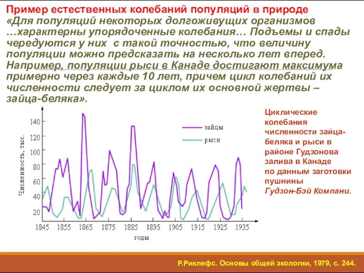 Пример естественных колебаний популяций в природе «Для популяций некоторых долгоживущих организмов