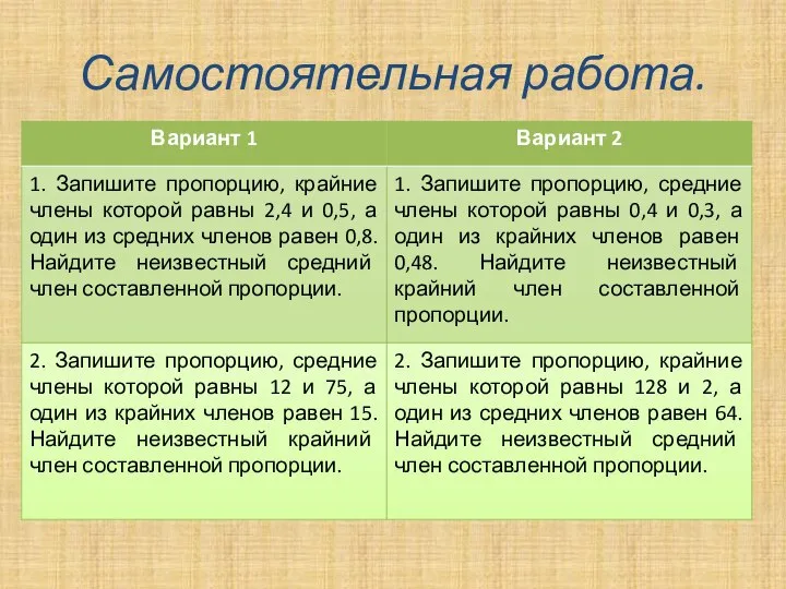 Самостоятельная работа.