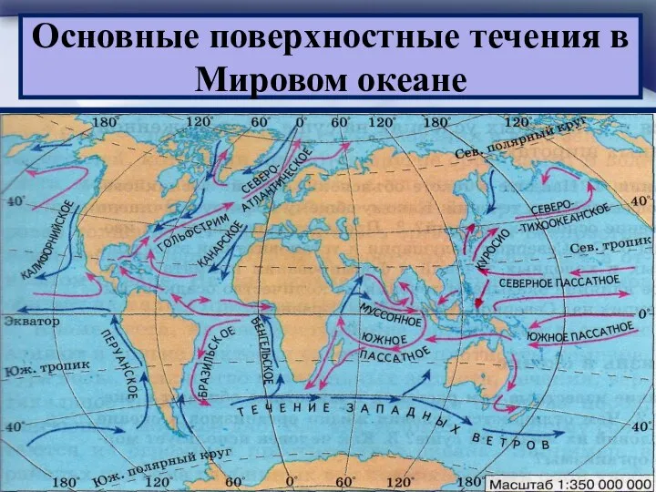 Основные поверхностные течения в Мировом океане