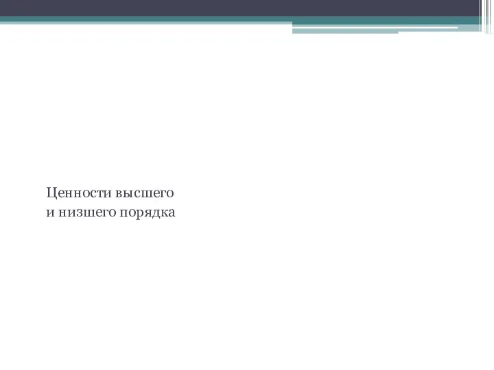 Модель иерархии ценностей Ценности высшего и низшего порядка