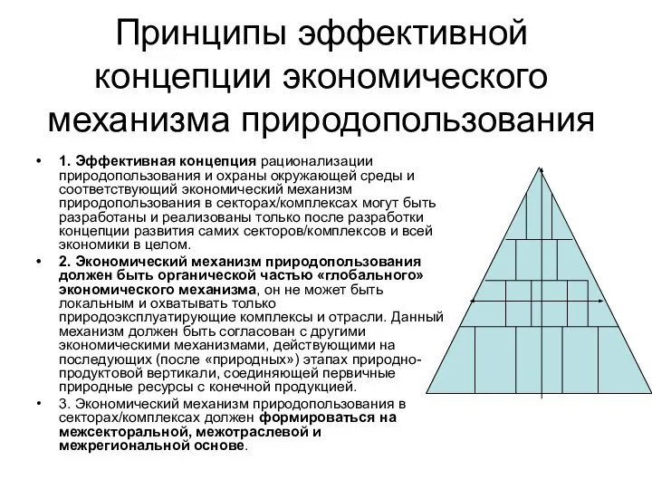 Принципы эффективной концепции экономического механизма природопользования 1. Эффективная концепция рационализации природопользования