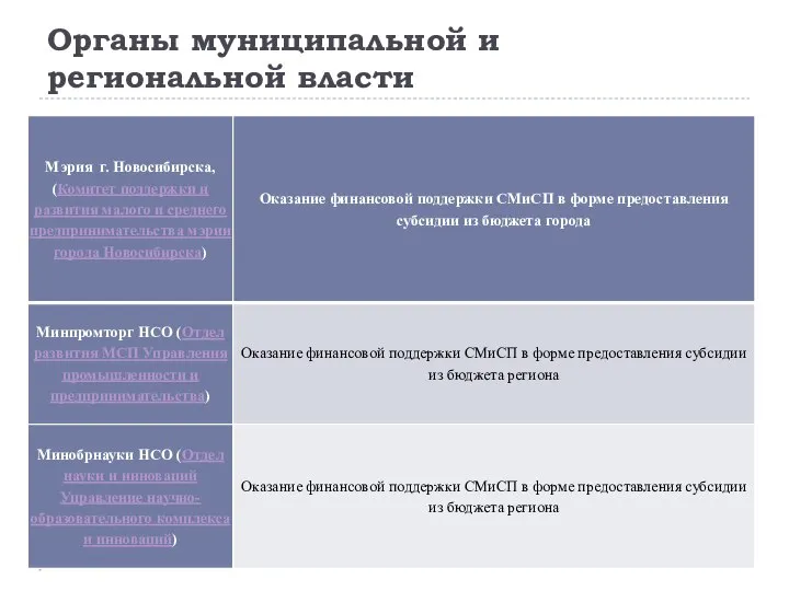 Органы муниципальной и региональной власти