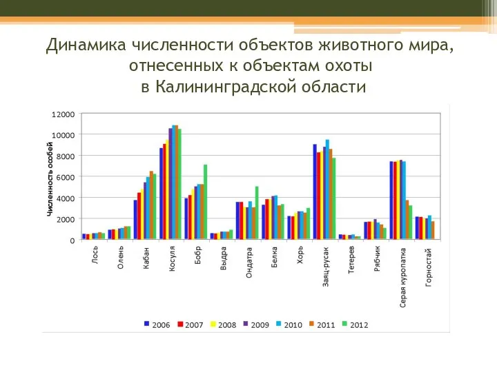 Динамика численности объектов животного мира, отнесенных к объектам охоты в Калининградской области