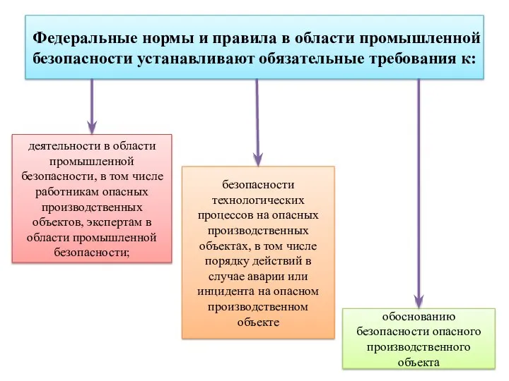 Федеральные нормы и правила в области промышленной безопасности устанавливают обязательные требования к: