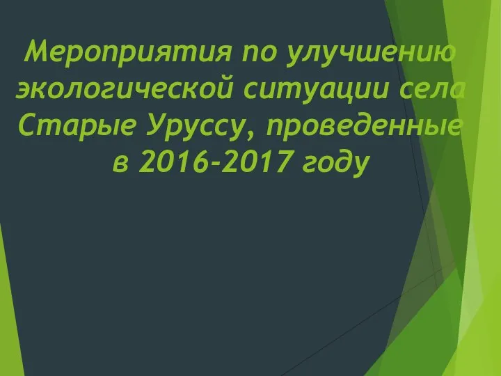 Мероприятия по улучшению экологической ситуации села Старые Уруссу, проведенные в 2016-2017 году