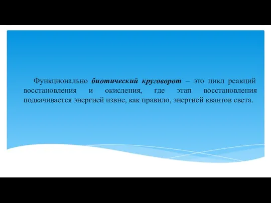 Функционально биотический круговорот – это цикл реакций восстановления и окисления, где