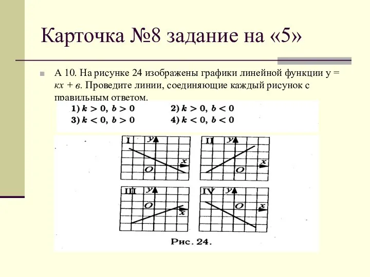 Карточка №8 задание на «5» А 10. На рисунке 24 изображены