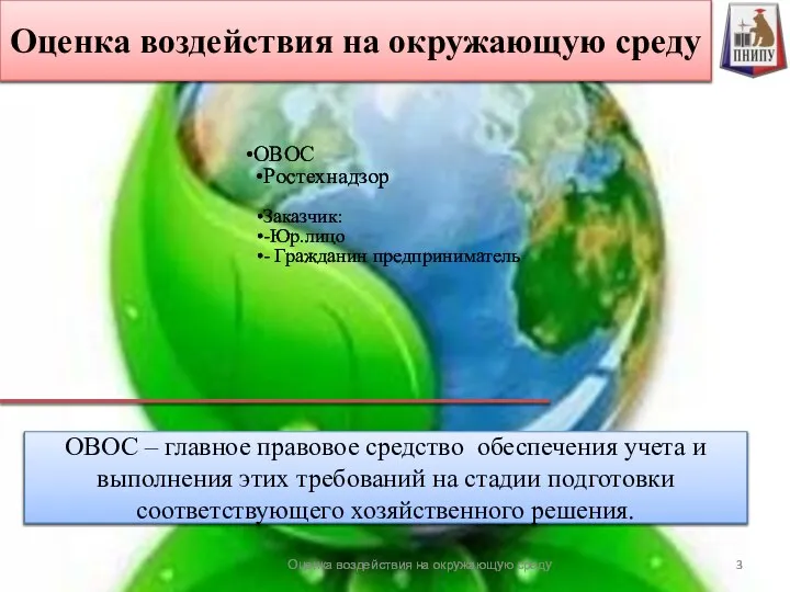 ОВОС Ростехнадзор Заказчик: -Юр.лицо - Гражданин предприниматель Оценка воздействия на окружающую