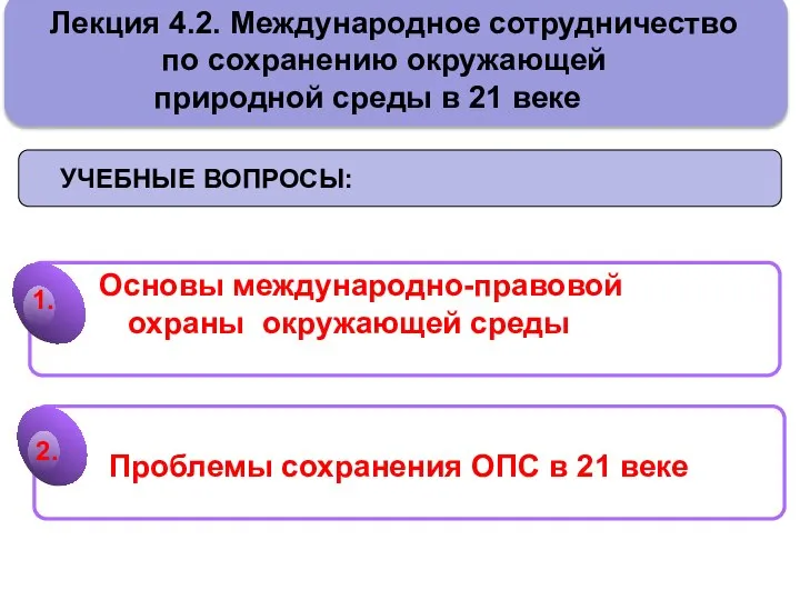 Лекция 4.2. Международное сотрудничество по сохранению окружающей природной среды в 21