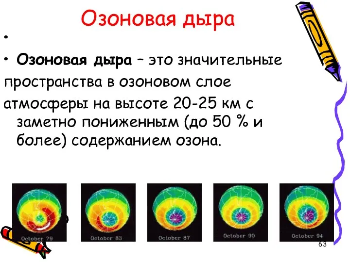 Озоновая дыра Озоновая дыра – это значительные пространства в озоновом слое