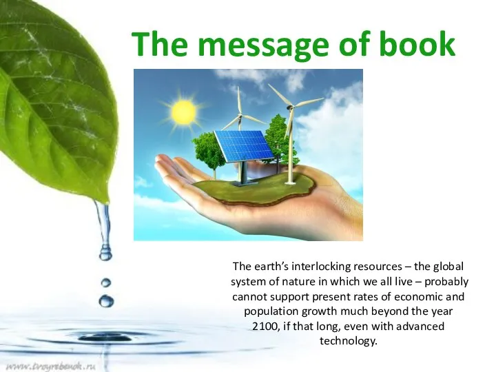 The message of book The earth’s interlocking resources – the global