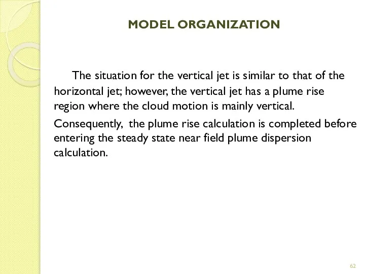 MODEL ORGANIZATION The situation for the vertical jet is similar to