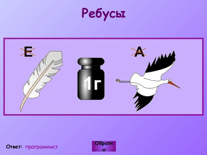 Ребусы Обратно Ответ: программист