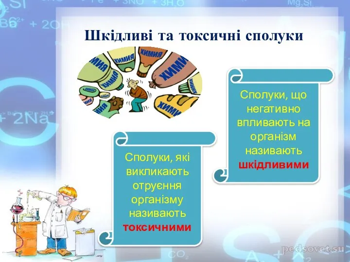 Шкідливі та токсичні сполуки Сполуки, що негативно впливають на організм називають