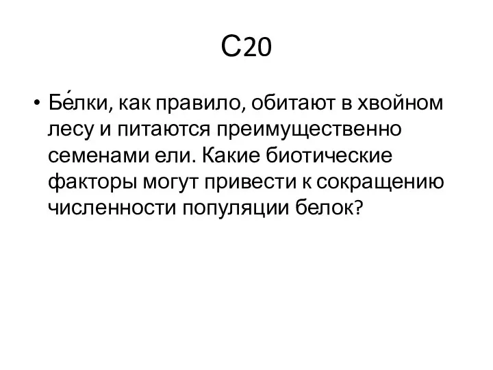 С20 Бе́лки, как правило, обитают в хвойном лесу и питаются преимущественно