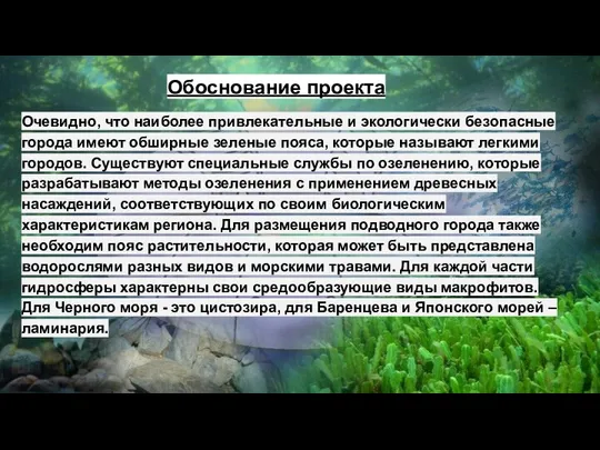 Обоснование проекта Очевидно, что наиболее привлекательные и экологически безопасные города имеют