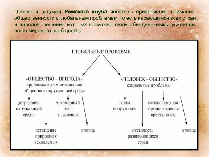 Основной задачей Римского клуба являлось привлечение внимания общественности к глобальным проблемам,